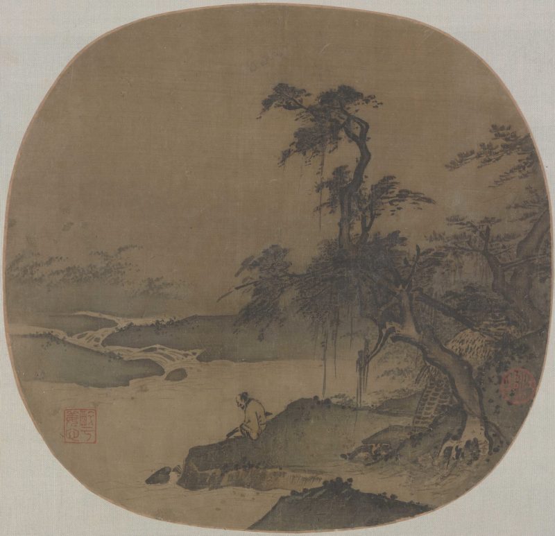临流抚琴图