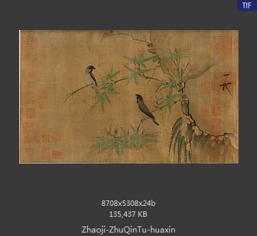 赵佶-竹禽图 画心
