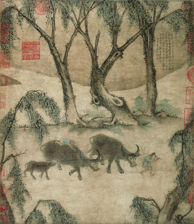 柳荫归牧图