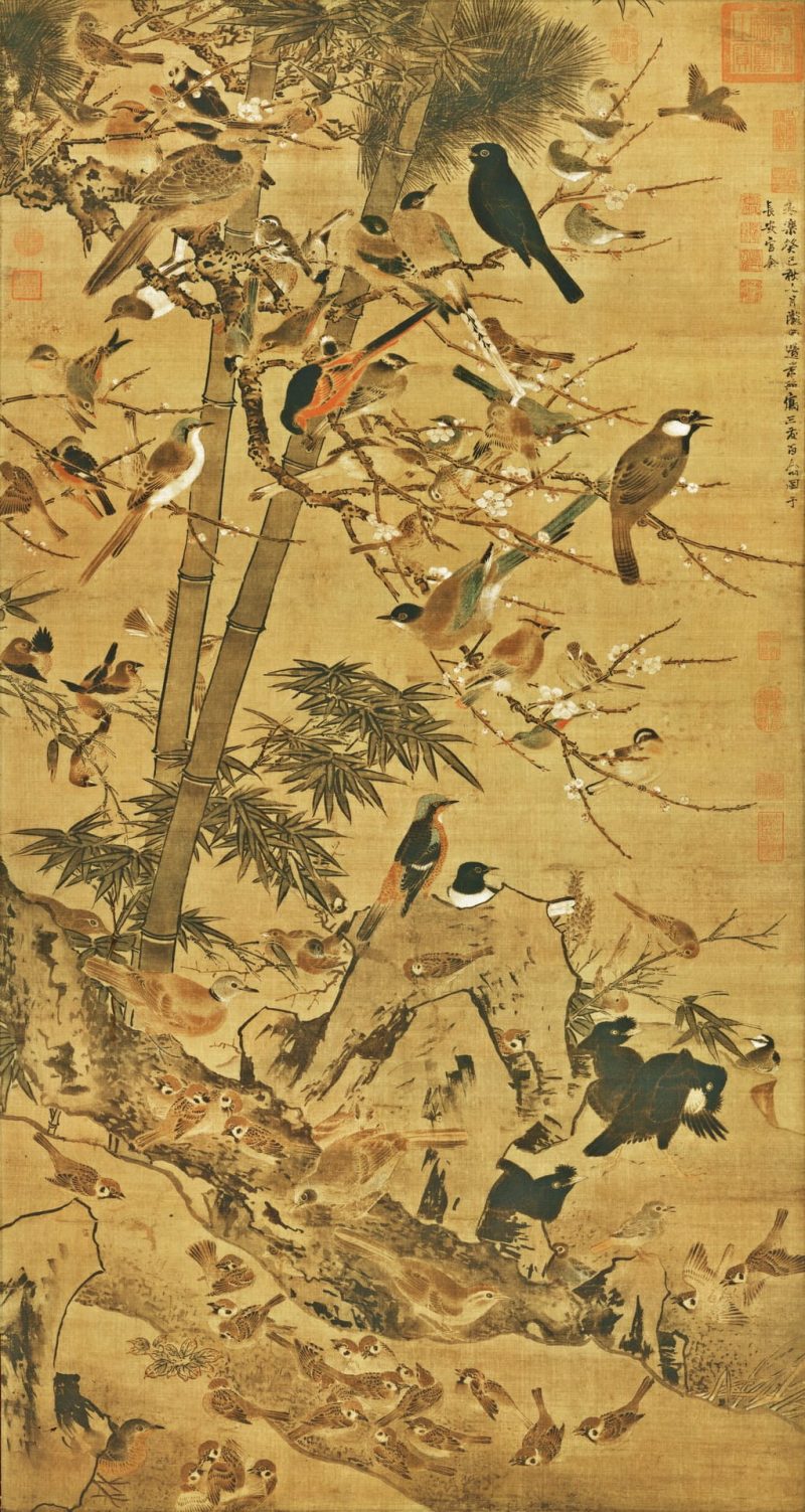 三友百禽图