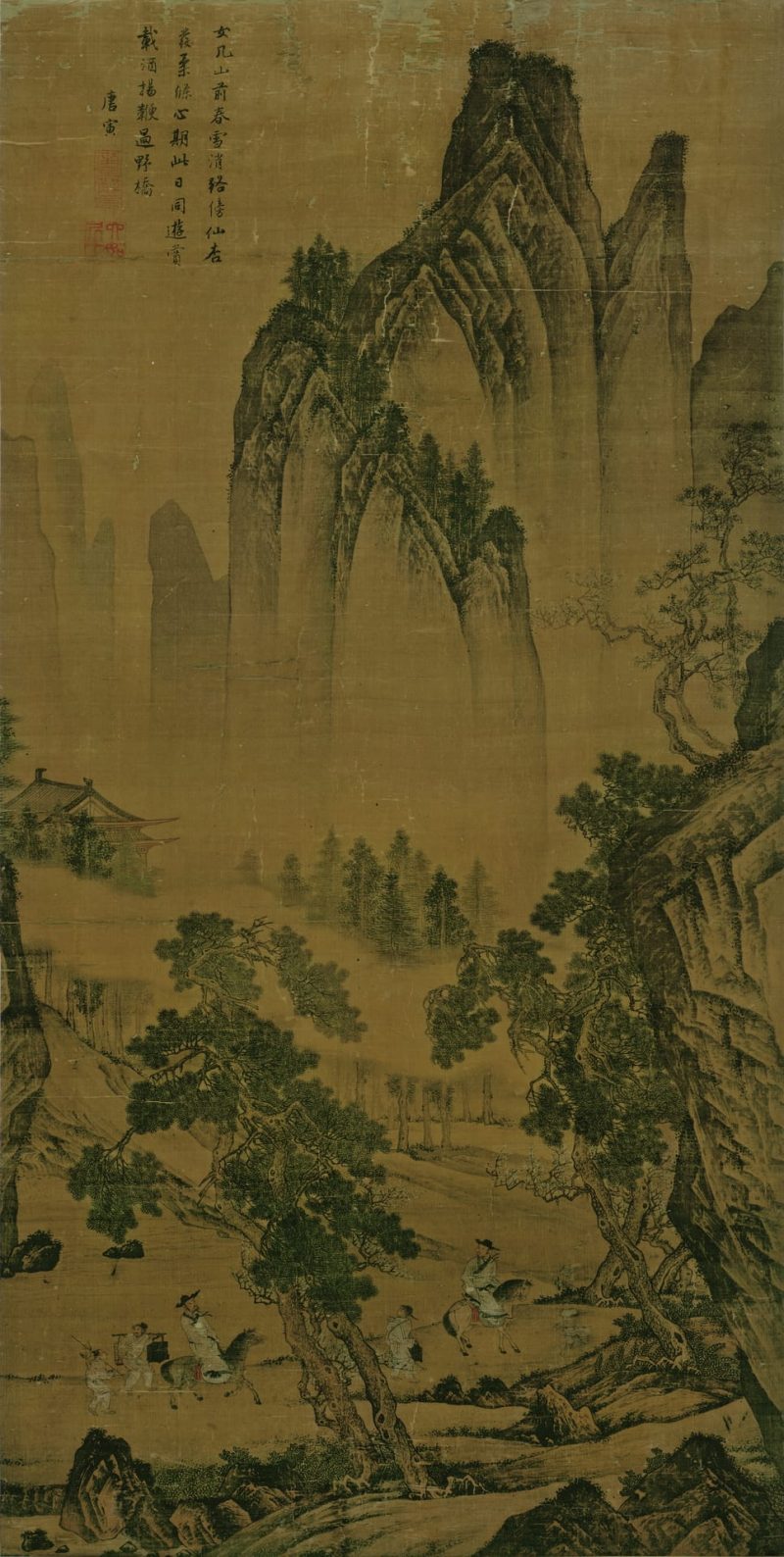 松林扬鞭图