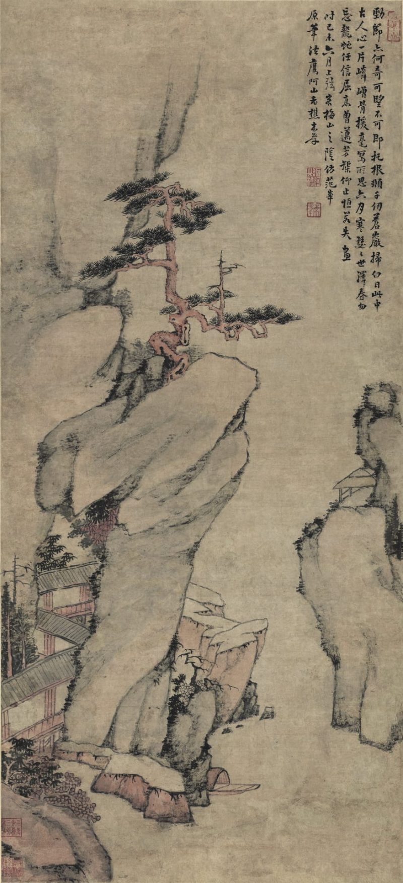 山径泊舟图