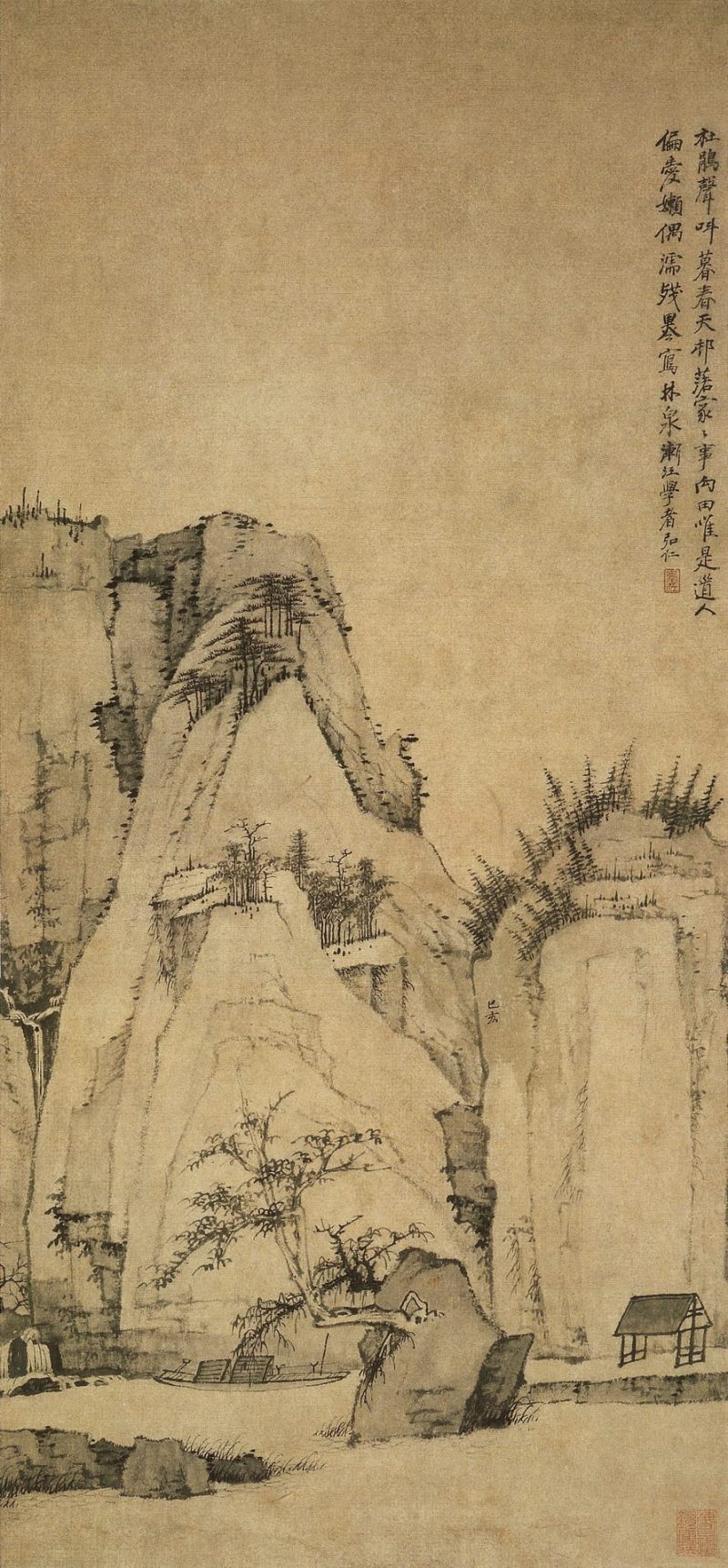 林泉春暮图