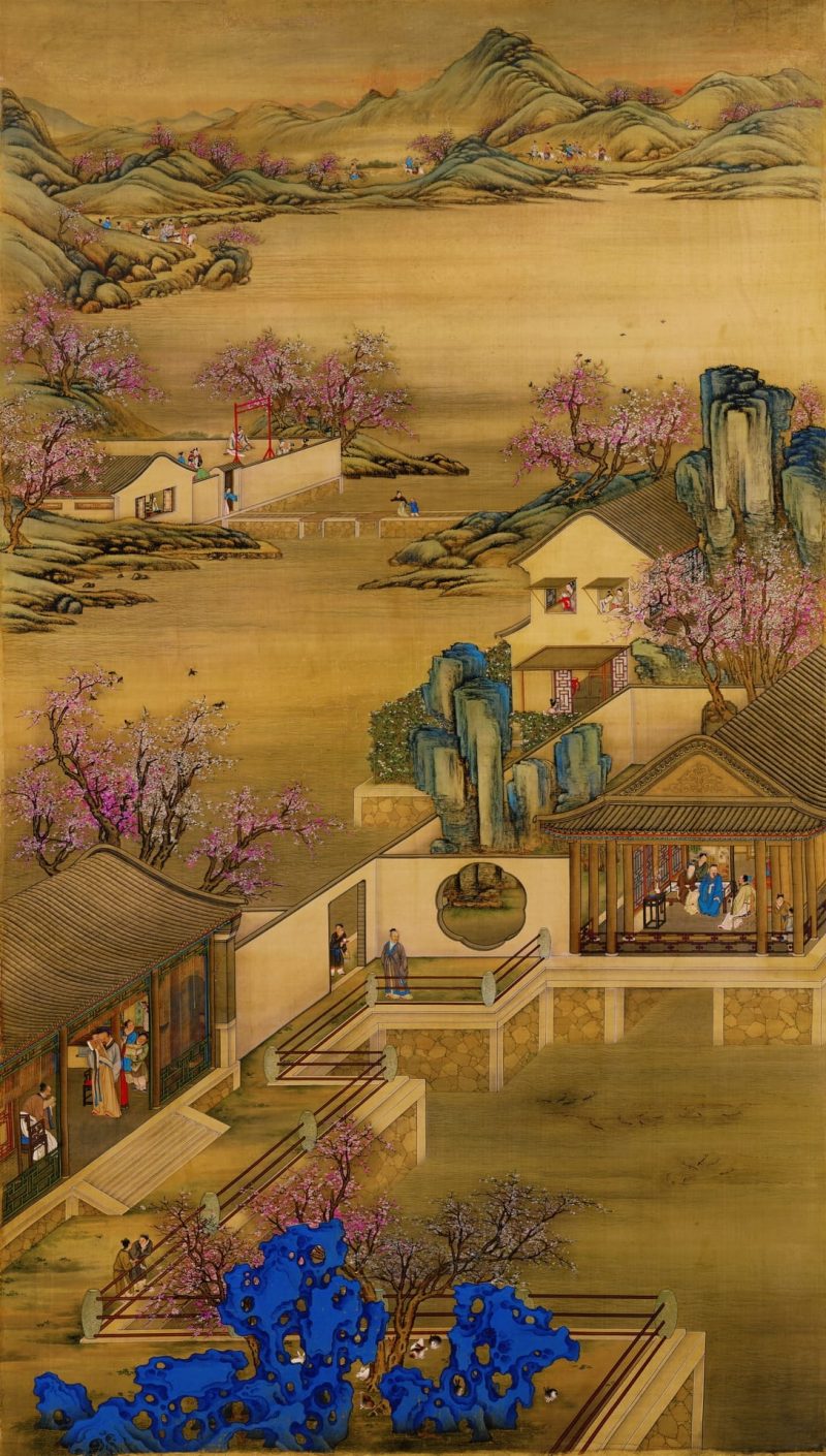 雍正十二月行乐图之三月赏桃Appreciating peaches