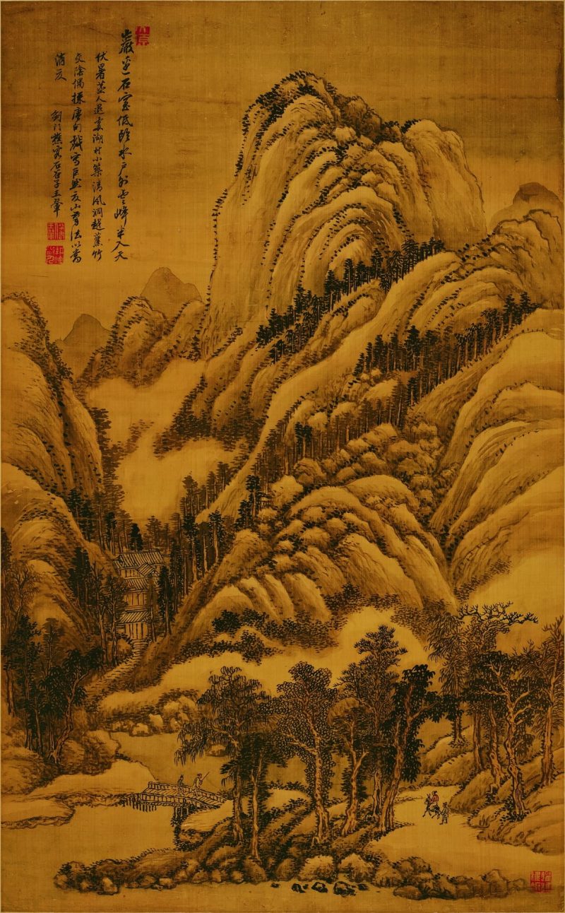 仿巨然夏山水笔法