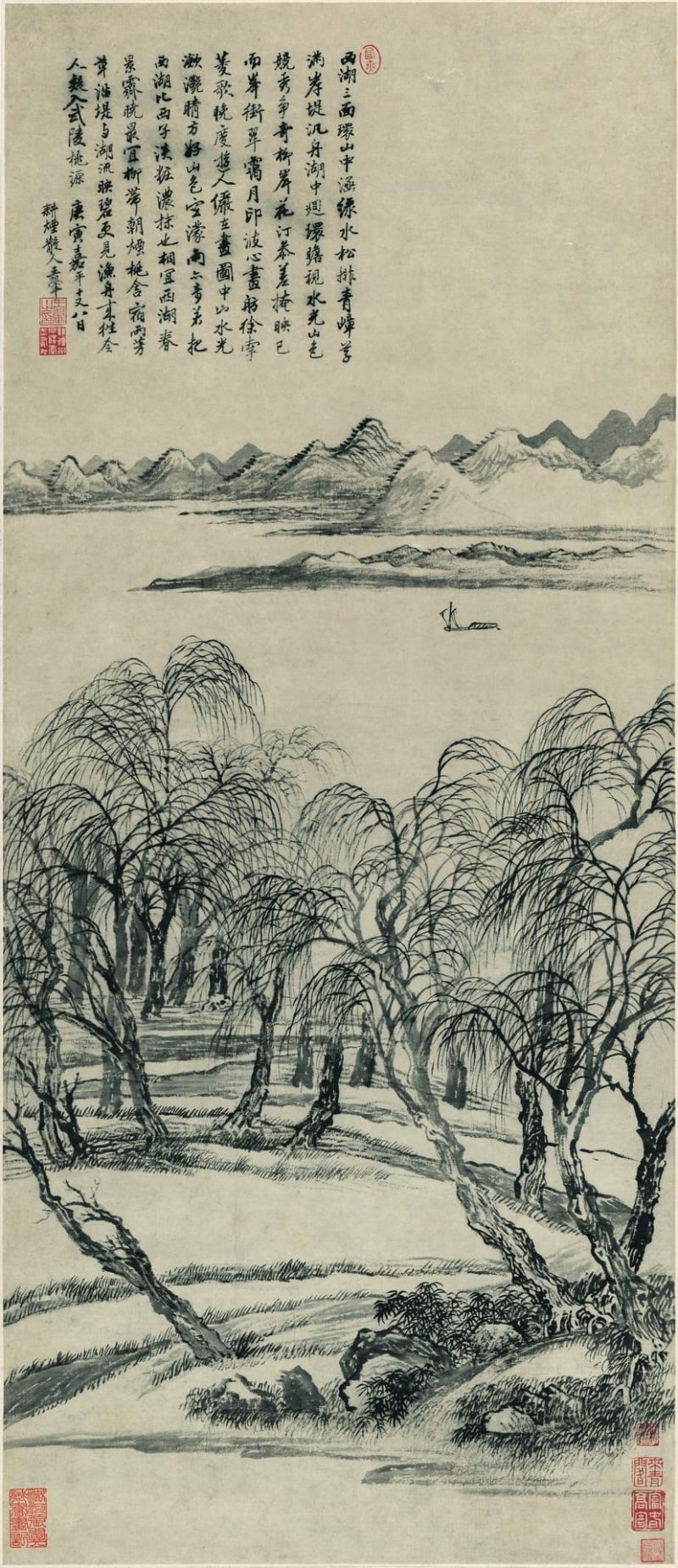 柳岸江洲图