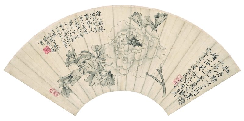 扇面 牡丹