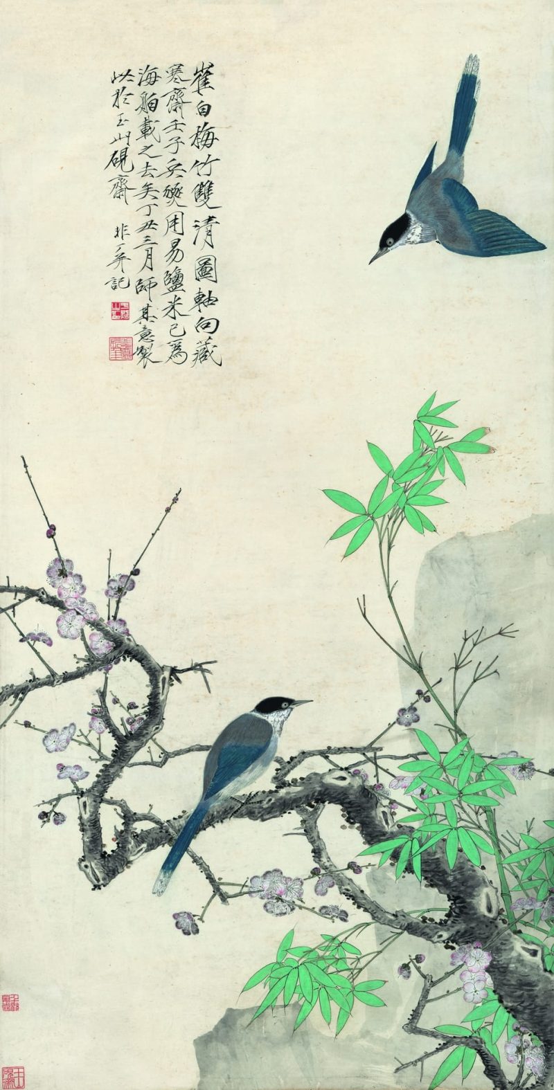 仿崔白梅竹双清图轴