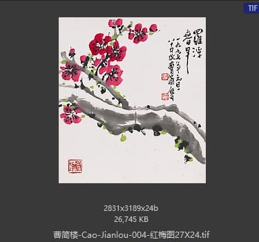 曹简楼 红梅图