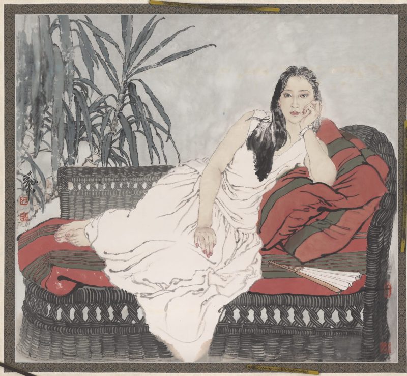 何家英 躺椅上的女人