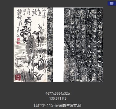 陆俨少 赏碑图与碑文