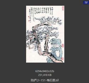 陆俨少 梅石图