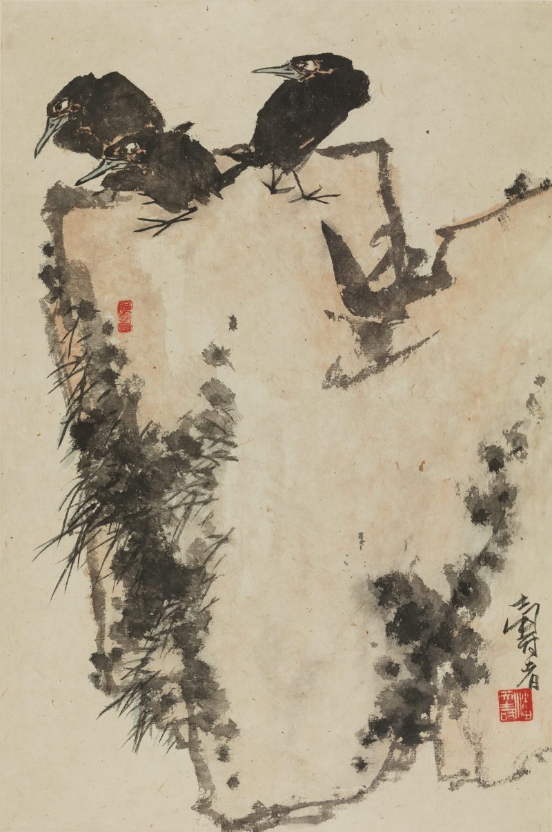 潘天寿 寒鸦图