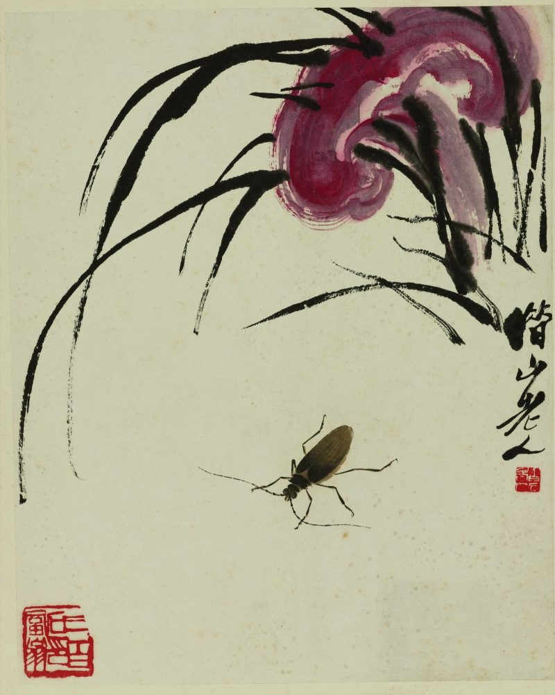 齐白石 灵芝、草和天牛
