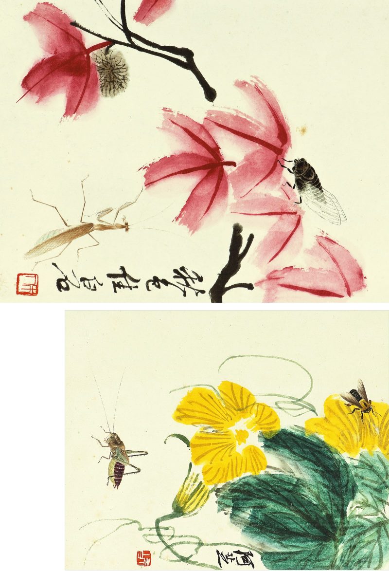 齐白石 枫叶加喇叭花