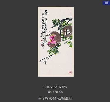 王个簃 石榴图