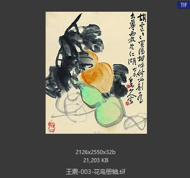王震 花鸟册轴