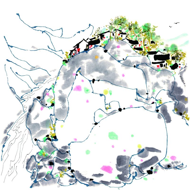 吴冠中 山村小景