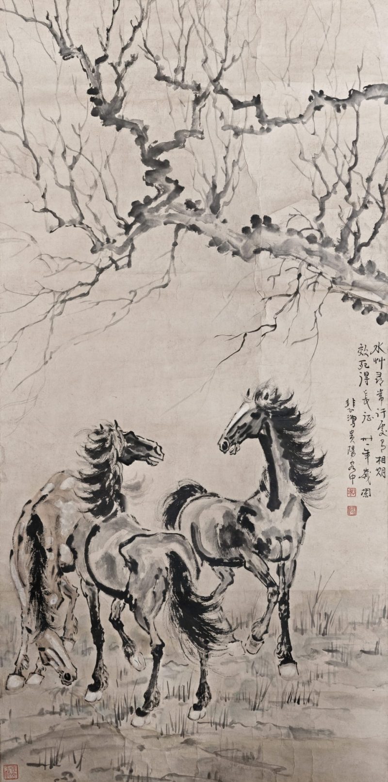 徐悲鸿 三骏图