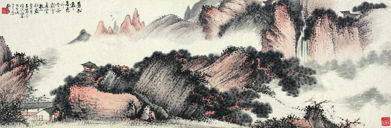 张大千 苍松石壁