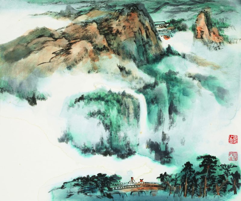 张大千 深山访友