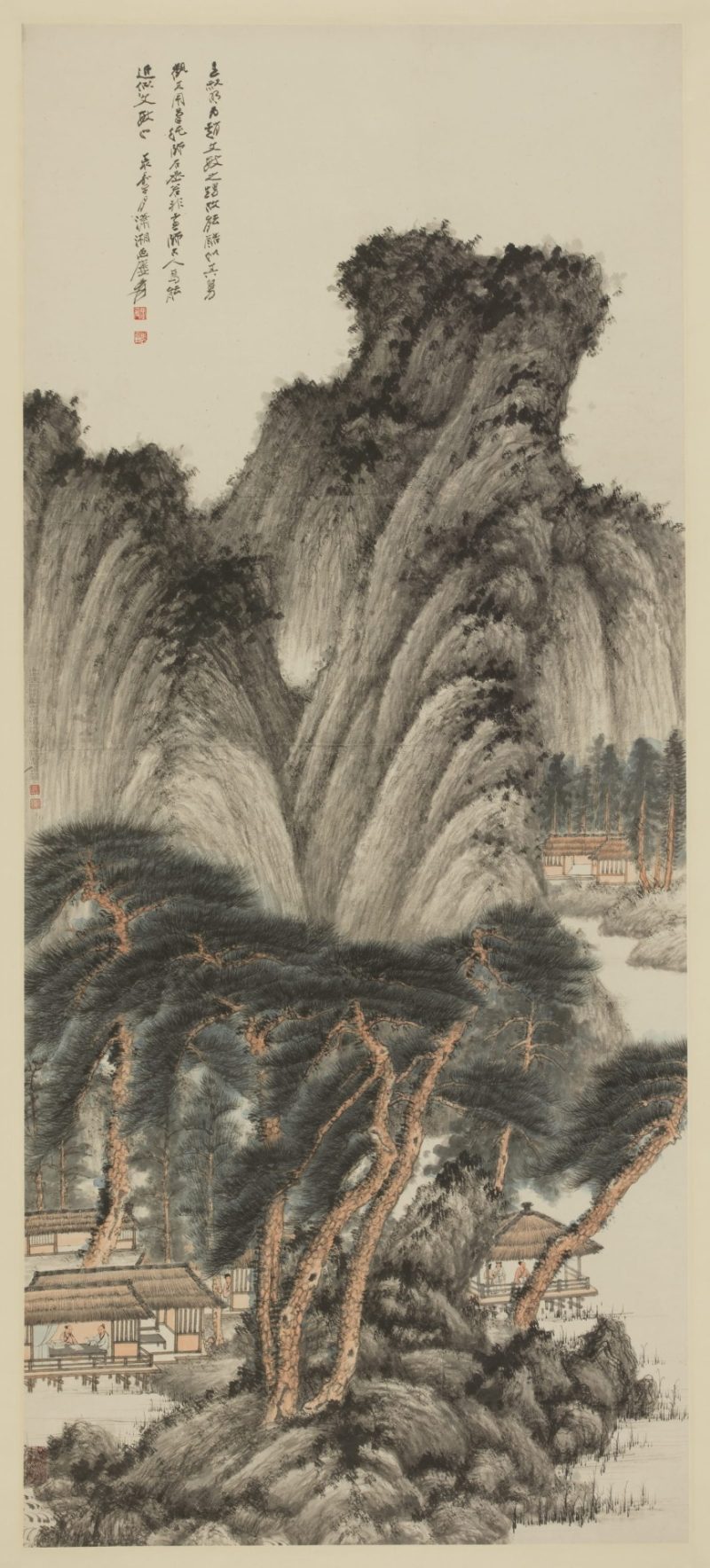张大千 春山读书图