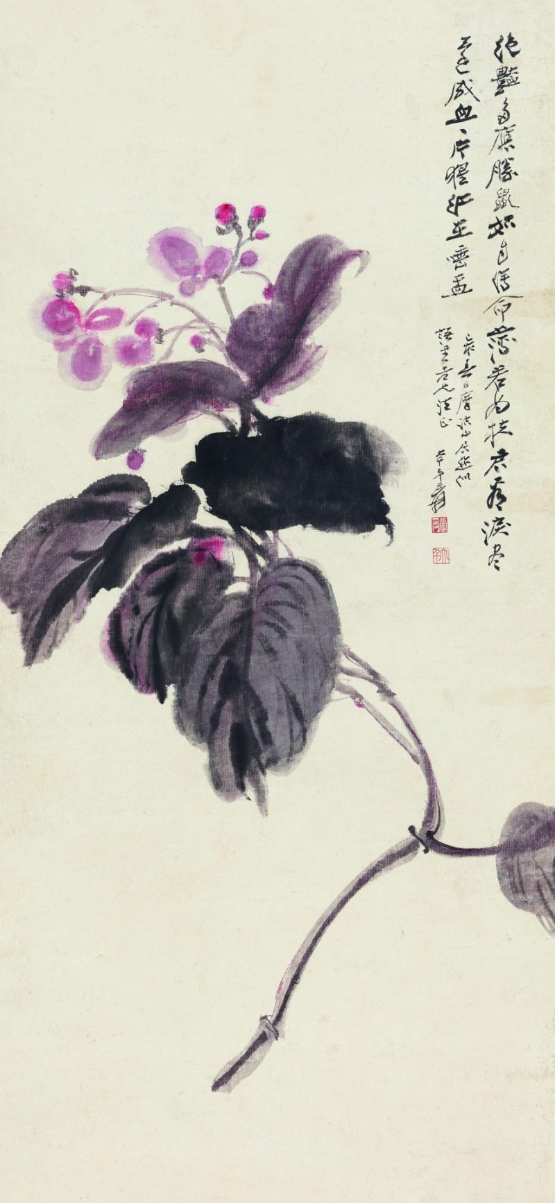 张大千 春日海棠