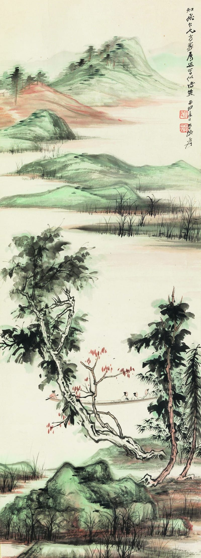 张大千 湖荫泛舟