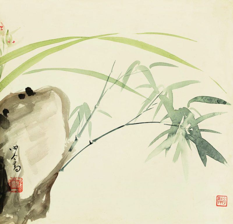 溥儒 双清图