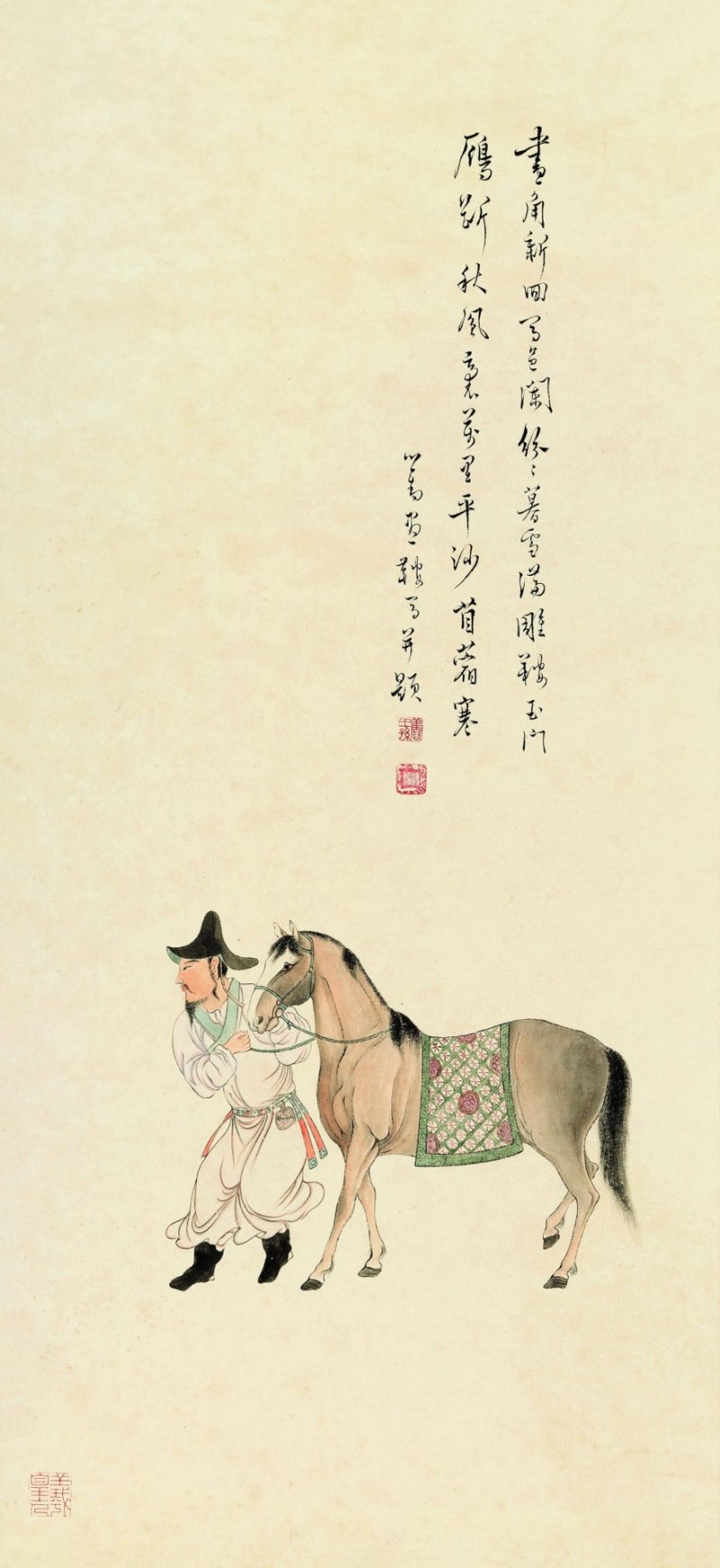 溥儒 鞍马图