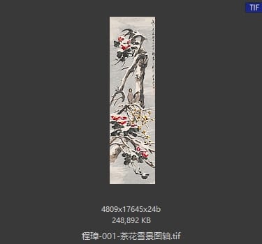 程璋 茶花雪景图
