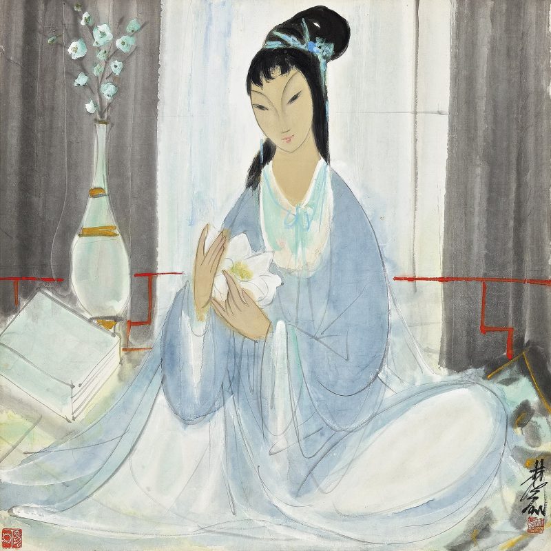 持莲仕女