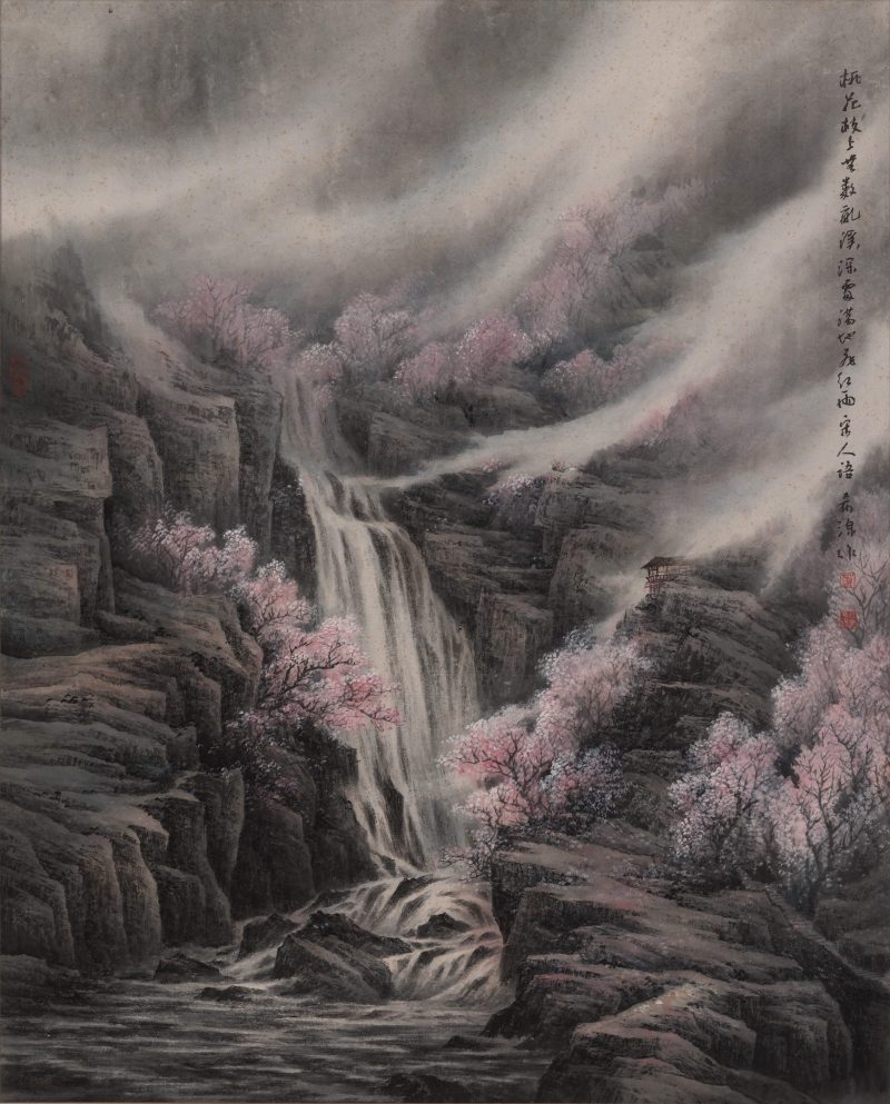 桃花枝上